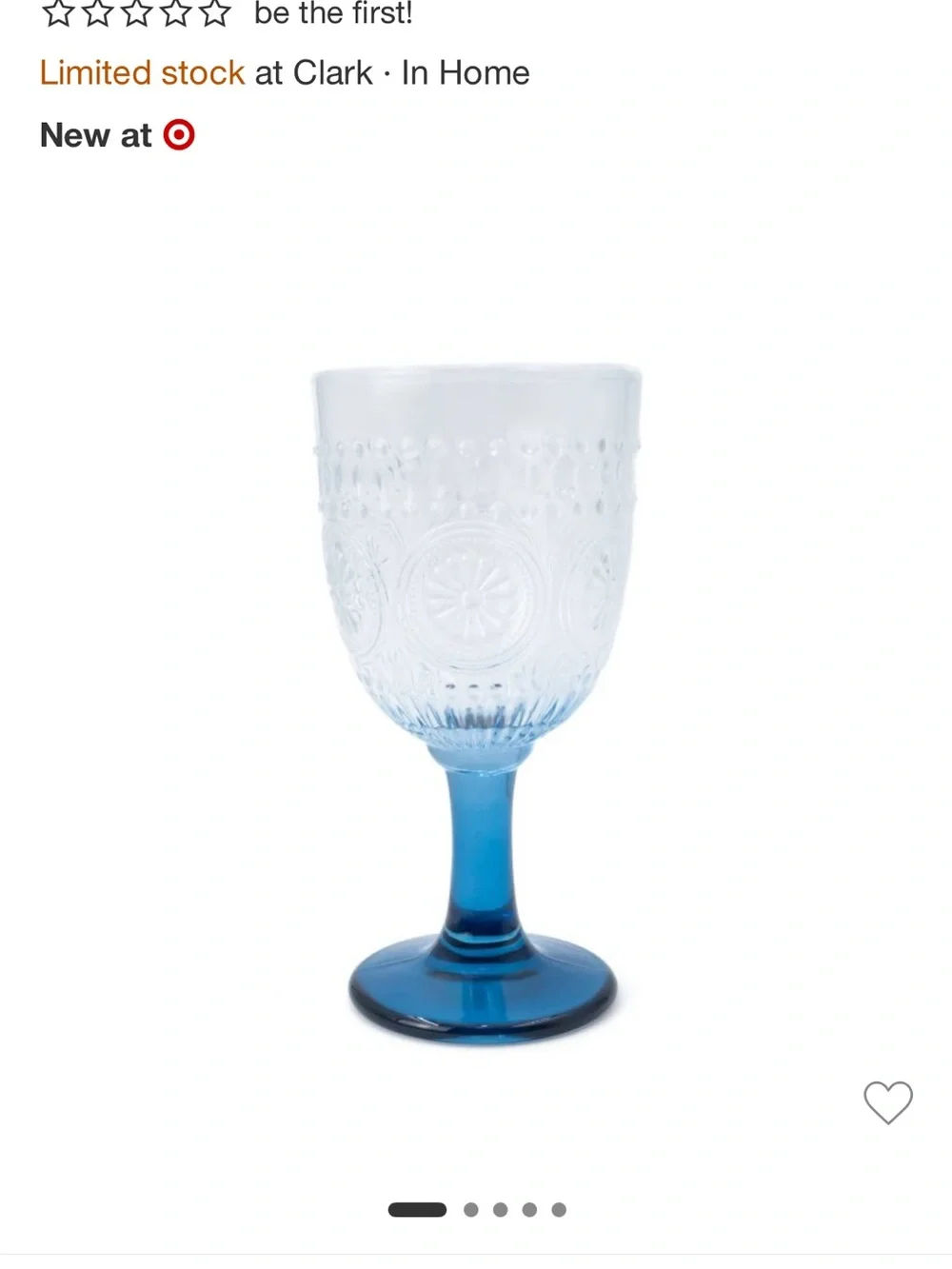 Target Blue Stemmed Goblet with Pressed Glass Pattern - New | 4th of July